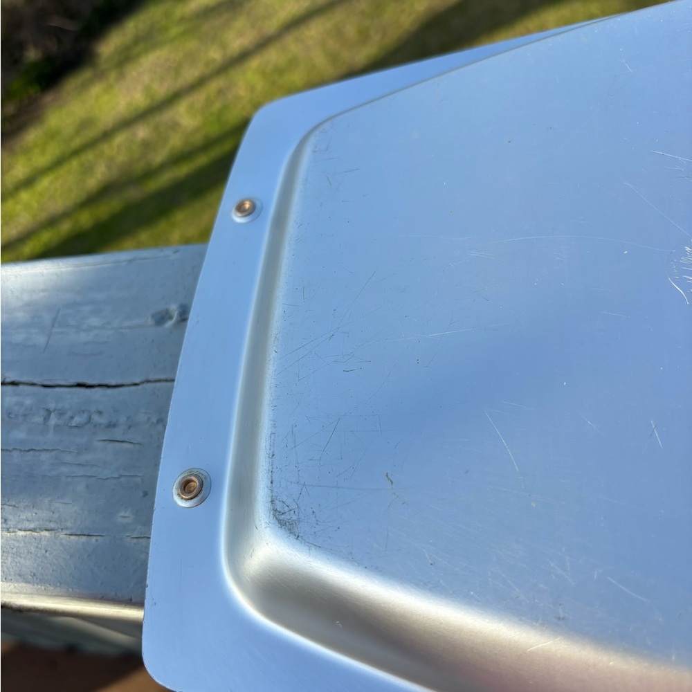 Vintage Mirro Medallion Serving Tray MCM Aluminum & Teak 1950s 1960s Atomic - Picture 13 of 14